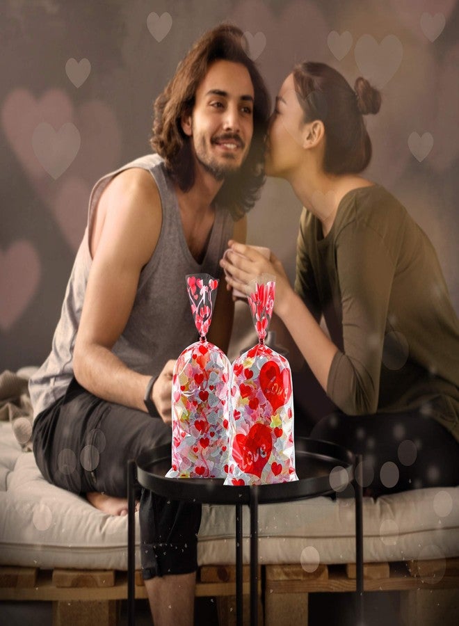 Yoption 160PCS Valentines Heart Clear Cellophane Treat Bags with Twist Ties, Wedding Party Favor Bags for Candies Cookie Chocolate Snack - Image 5